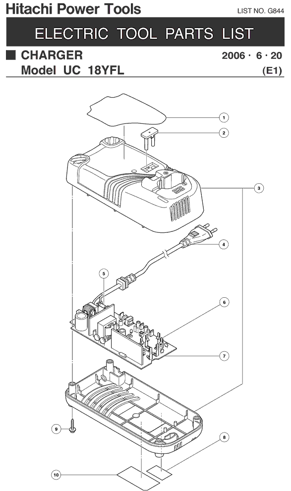 Hitachi UC18YFL Parts - Charger