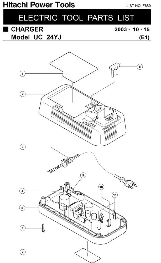 Hitachi UC24YJ Parts - Charger