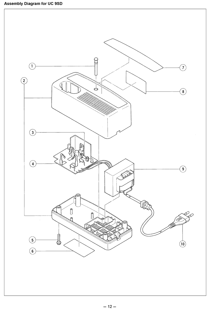 Hitachi UC9SD Parts - Charger