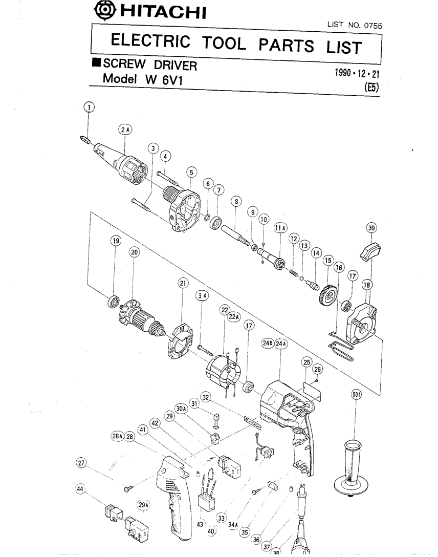 Hitachi W6V1 Parts - Screw Driver