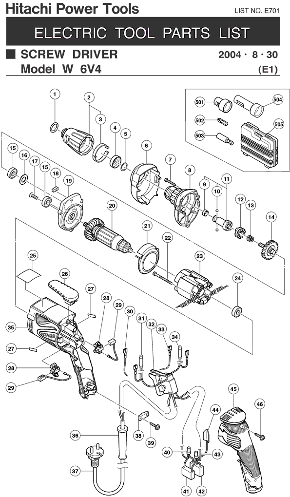 Hitachi W6V4 Parts - Screw Driver