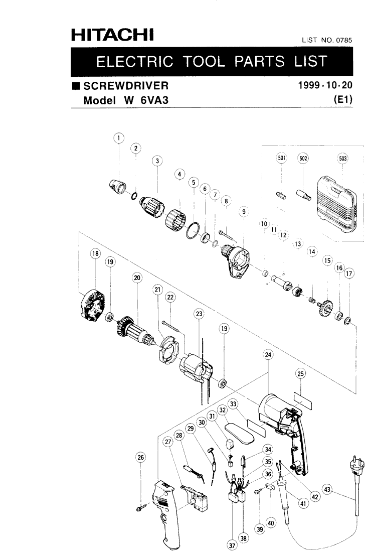 Hitachi W6VA3 Parts - Screw Driver