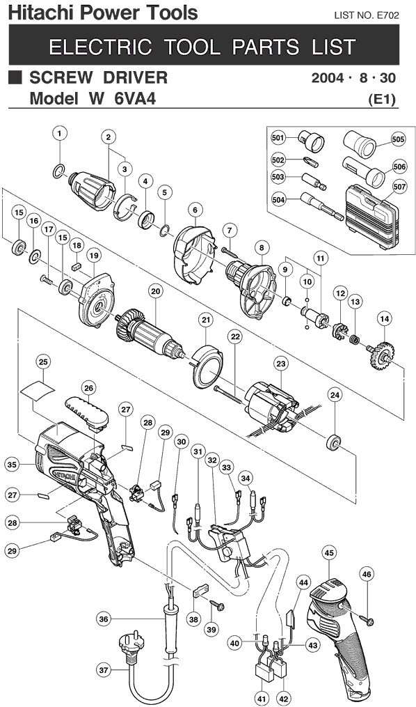 Hitachi W6VA4 Parts - Screw Driver