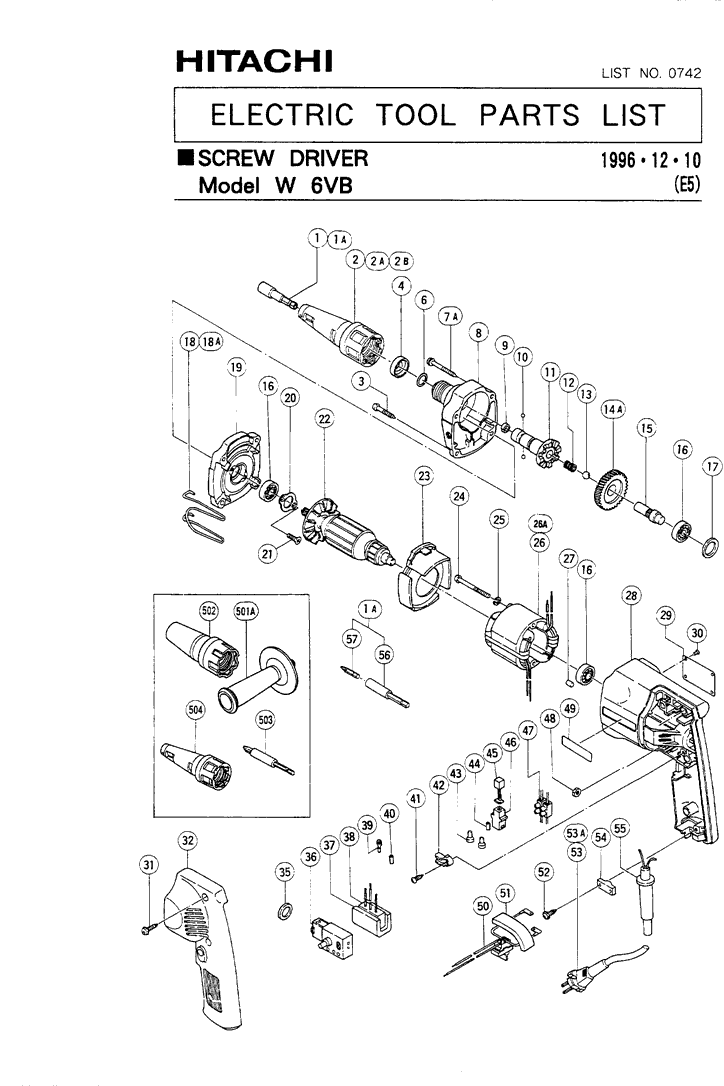 Hitachi W6VB Parts - Screw Driver