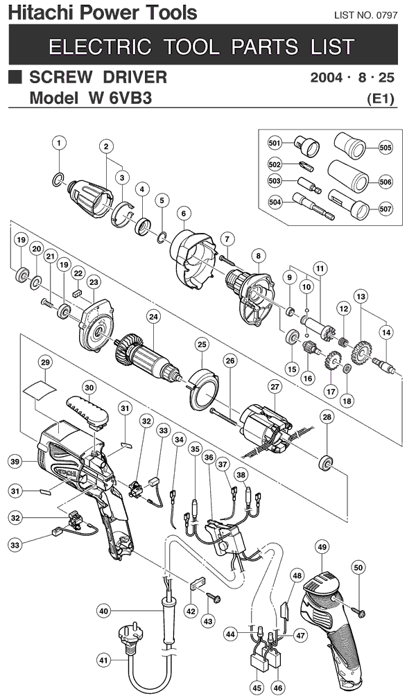 Hitachi W6VB3 Parts - Screw Driver