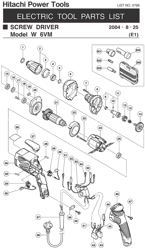 Hitachi W6VM Parts - Screw Driver