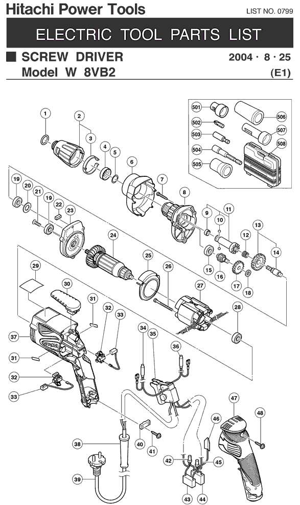 Hitachi W8VB2 Parts - Screw Driver