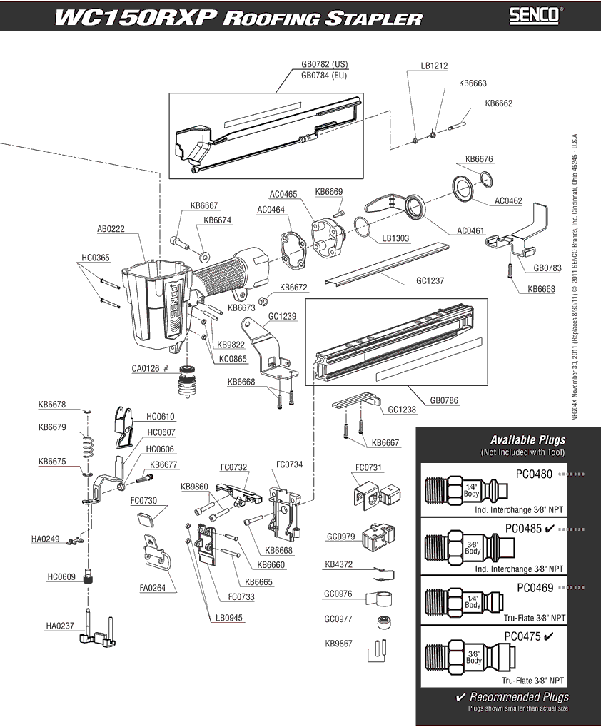 Senco WC150RXP Parts - Stapler