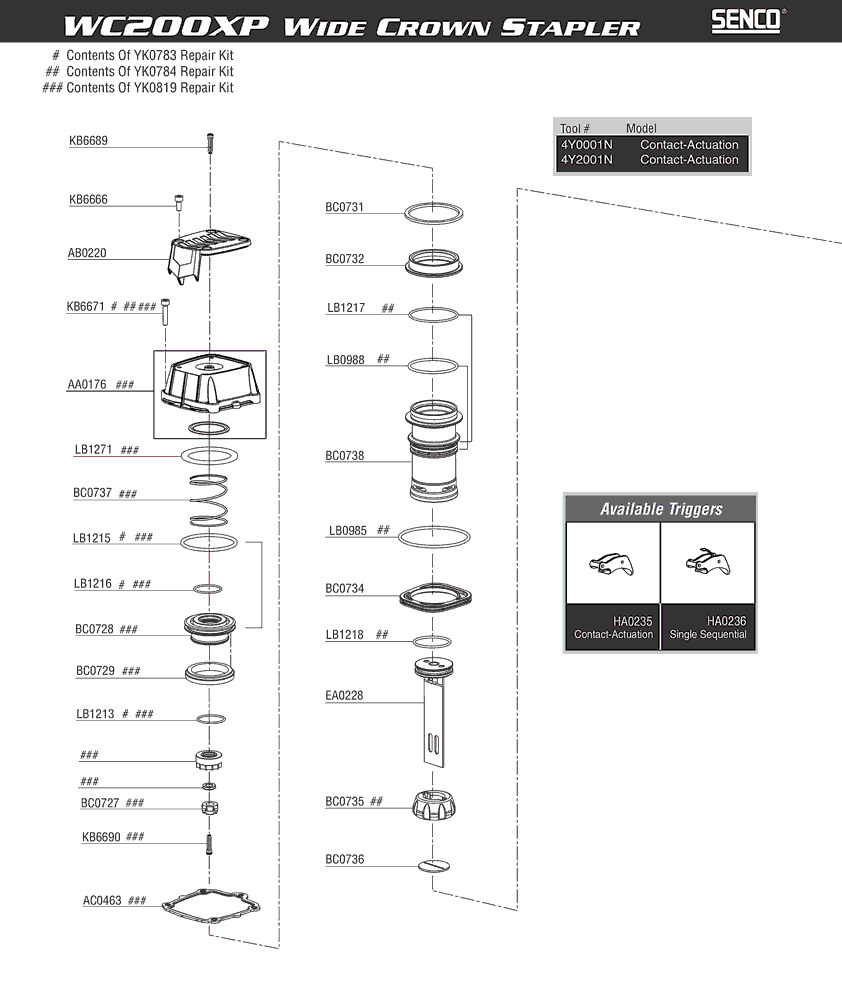 Senco WC200XP Parts - Stapler