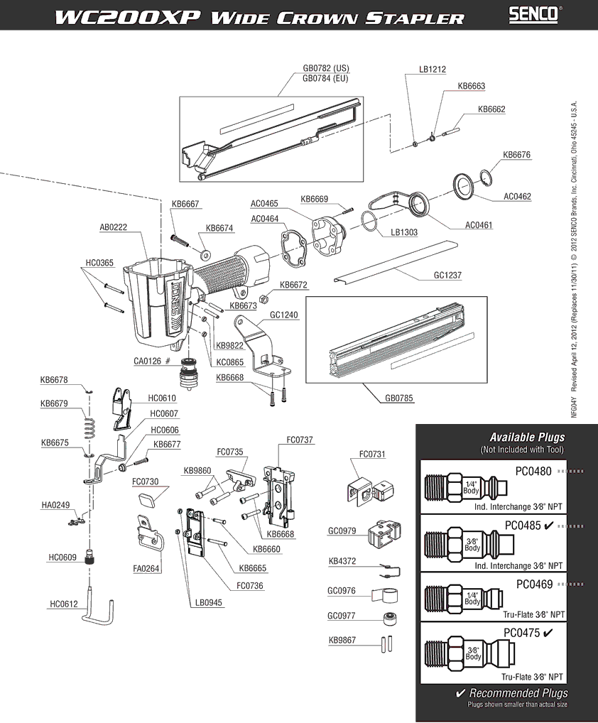 Senco WC200XP Parts - Stapler