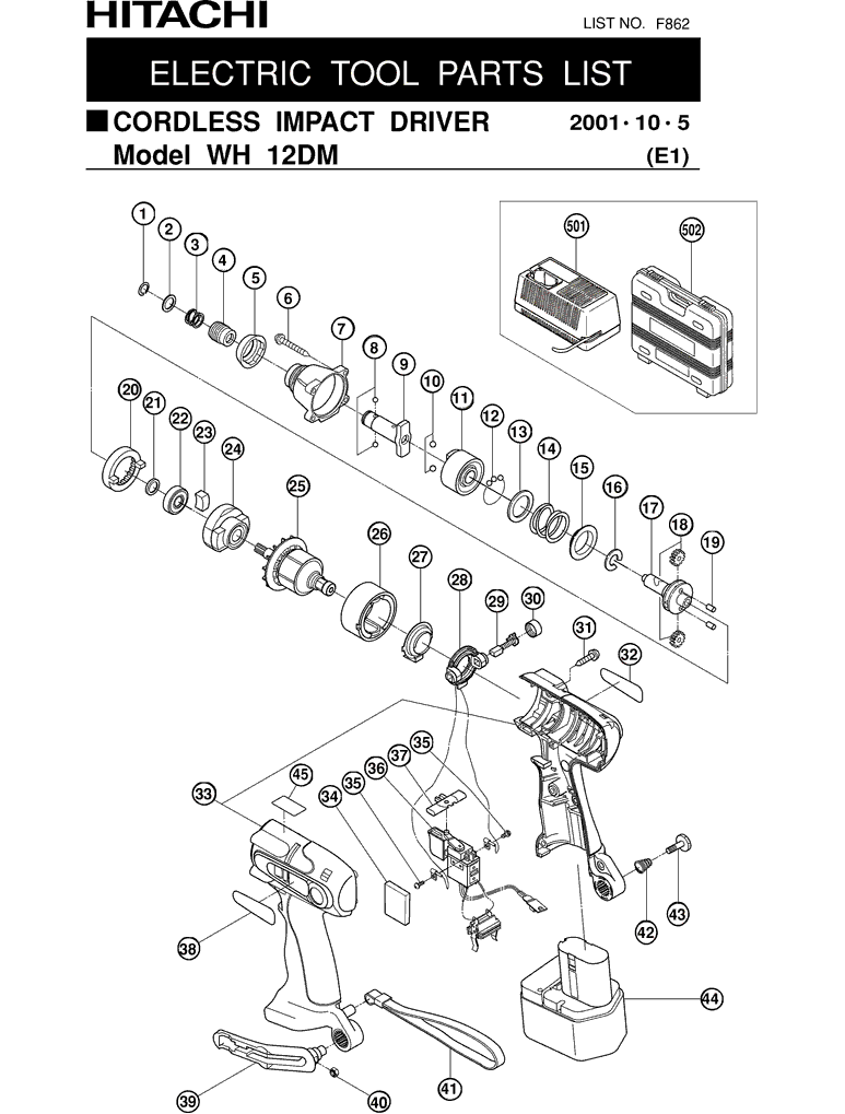 Hitachi WH12DM Parts - Impact Driver