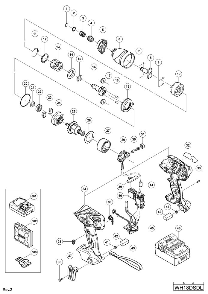 Hitachi WH18DSDL Parts - Impact Driver