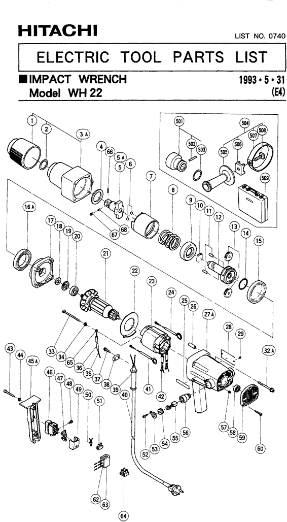 Hitachi WH22 Parts - Impact Wrench