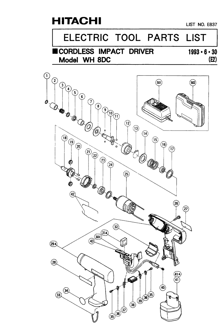 Hitachi WH8DC Parts - Impact Driver