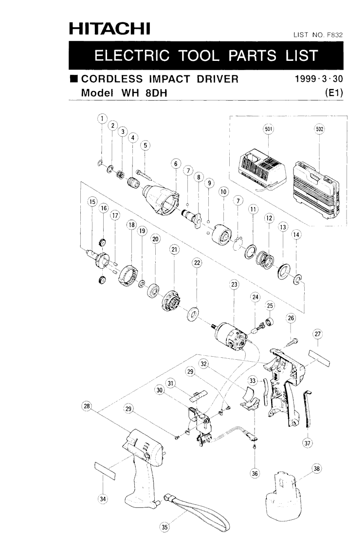 Hitachi WH8DH Parts - Impact Driver