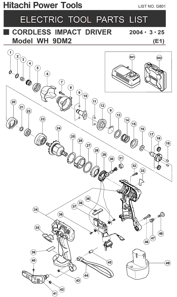 Hitachi WH9DM2 Parts - Impact Driver