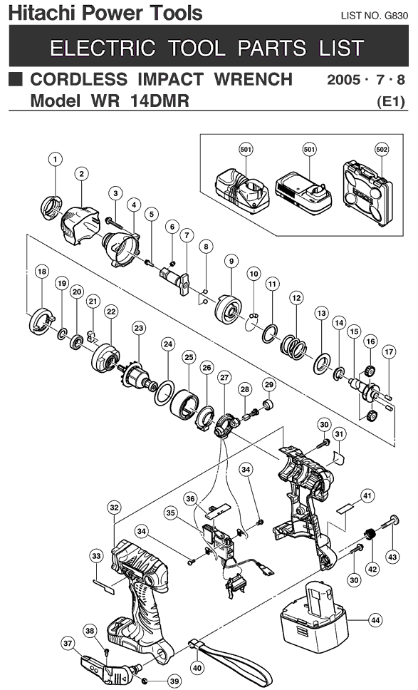 Hitachi WR14DMR Parts - Impact Wrench