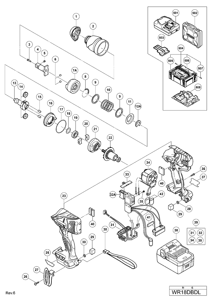 Hitachi WR18DBDL Parts - Impact Wrench