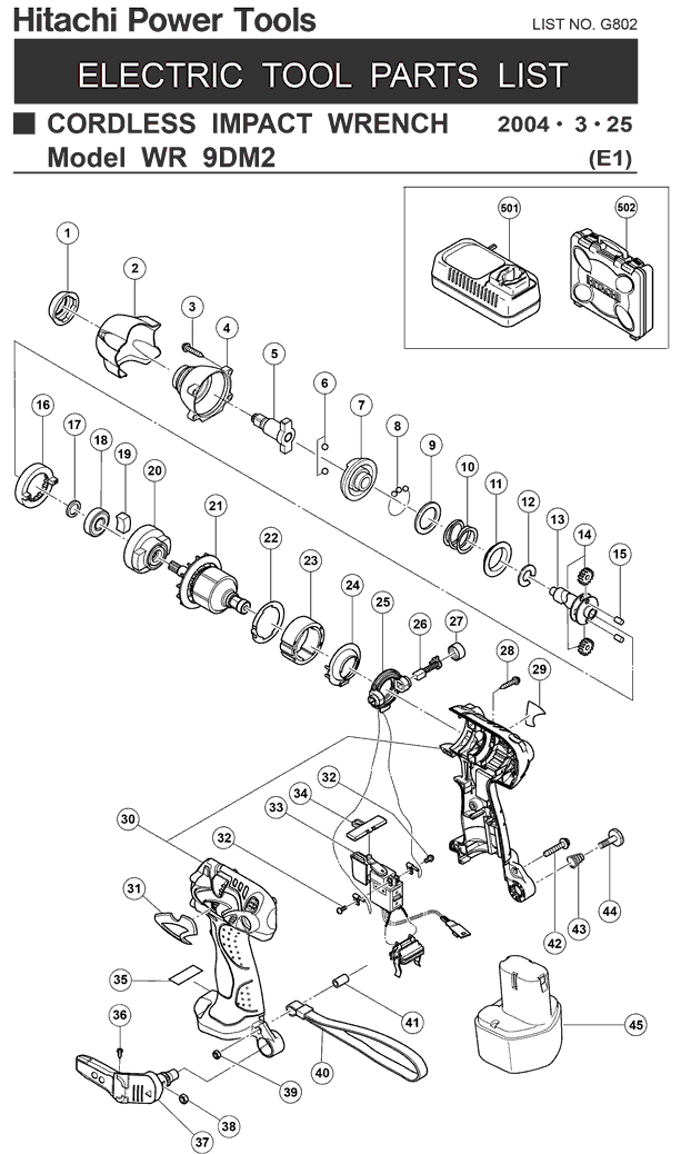 Hitachi WR9DM2 Parts - Impact Wrench