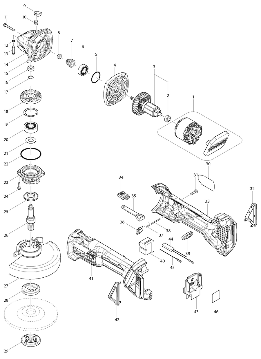 XAG04Z Makita Angle Grinder Parts