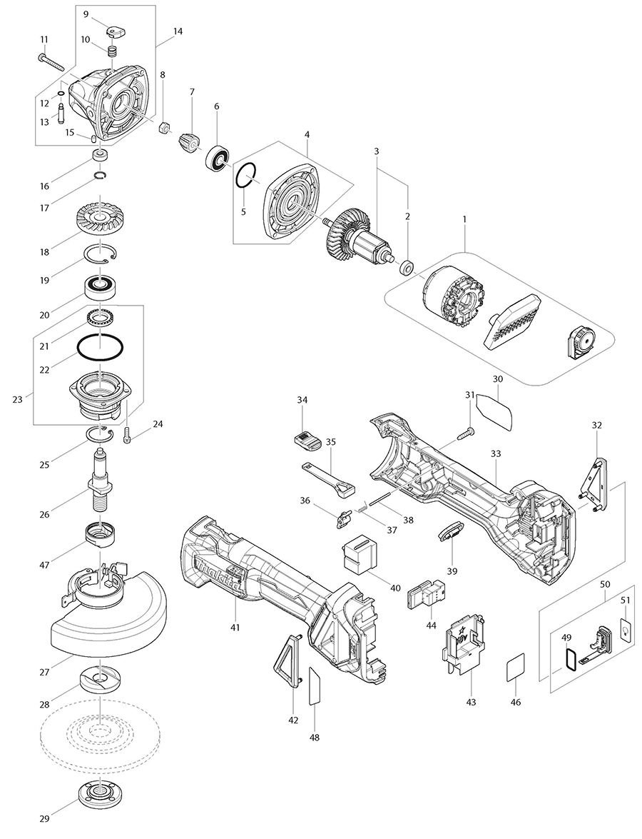 XAG17ZU Makita Angle Grinder Parts