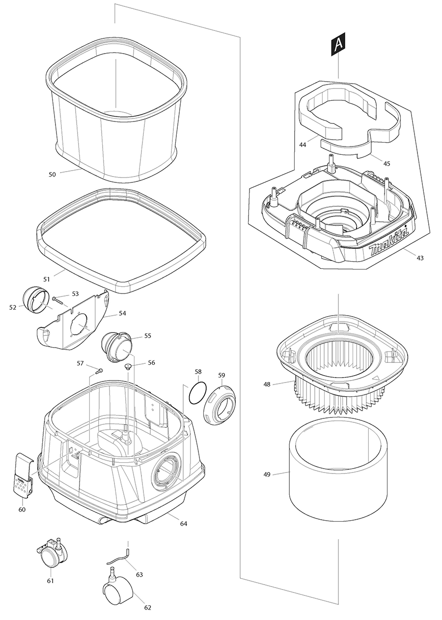 XCV08Z Makita Vacuum Parts