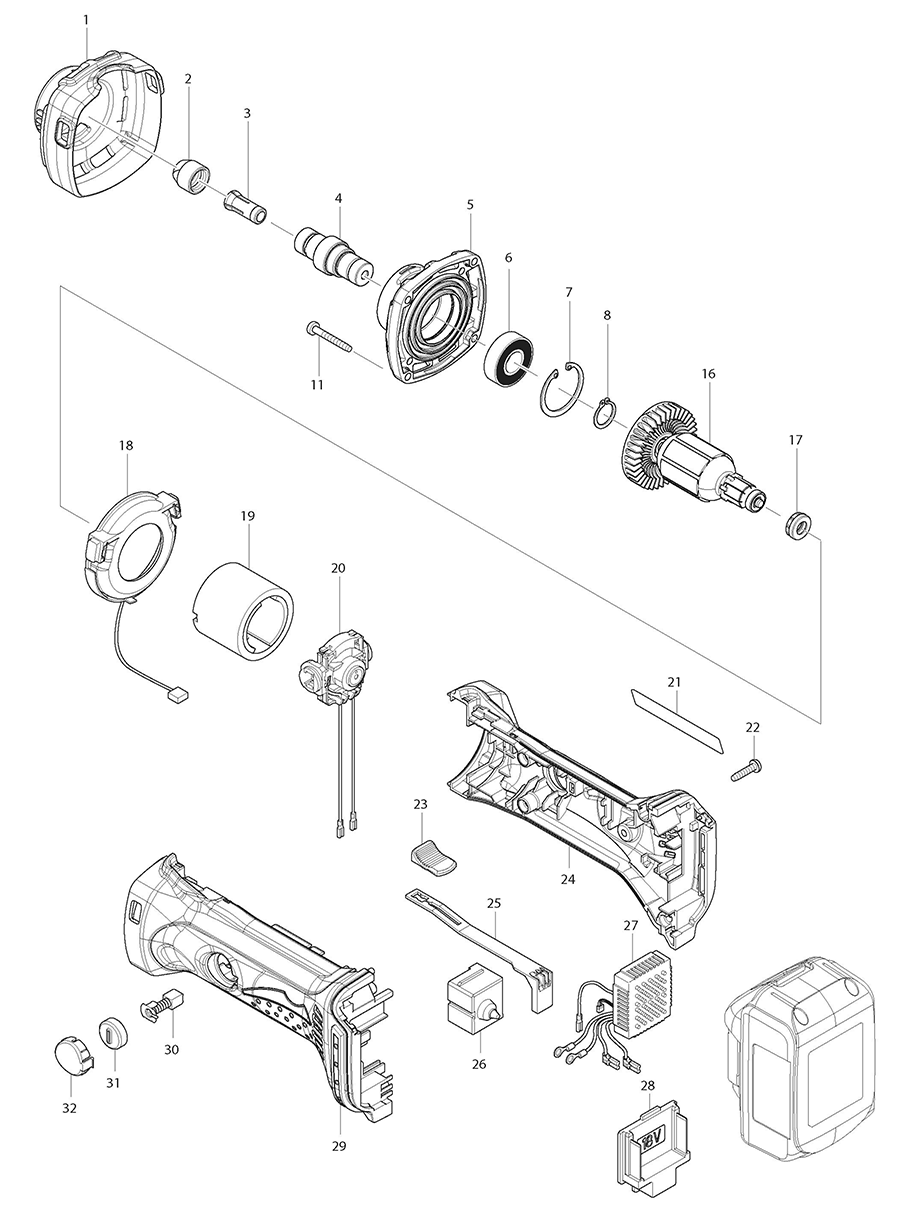 XDG02Z Makita Grinder Parts