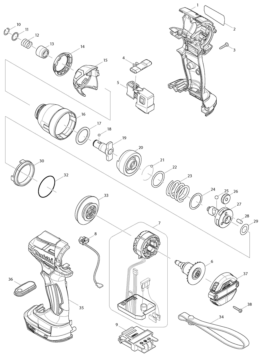 XDT09Z Makita Impact Driver Parts