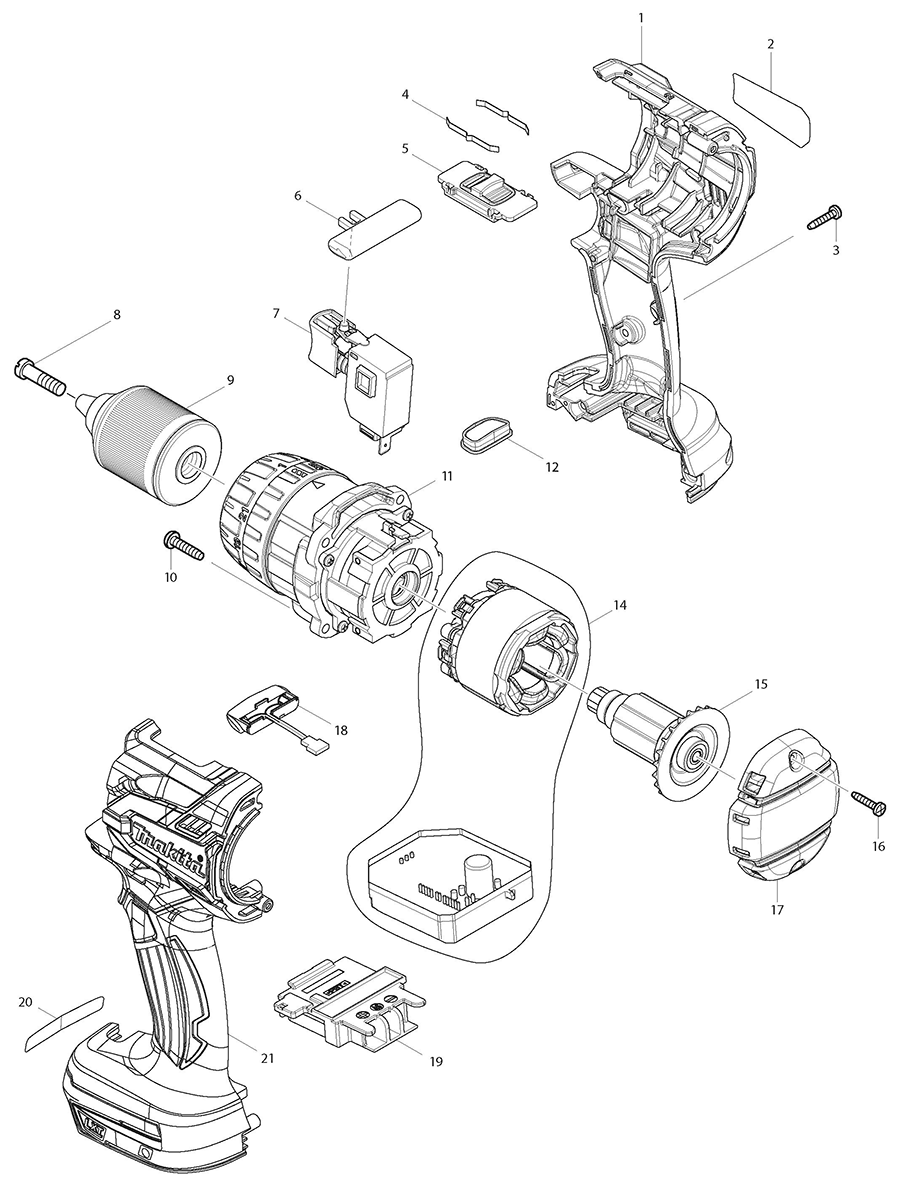 XFD07Z Makita Driver Drill Parts