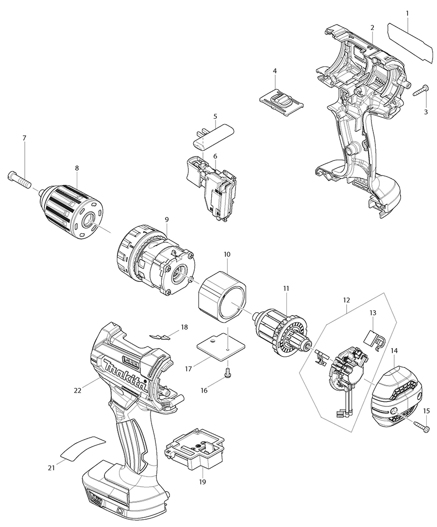 XFD10Z Makita Driver Drill Parts