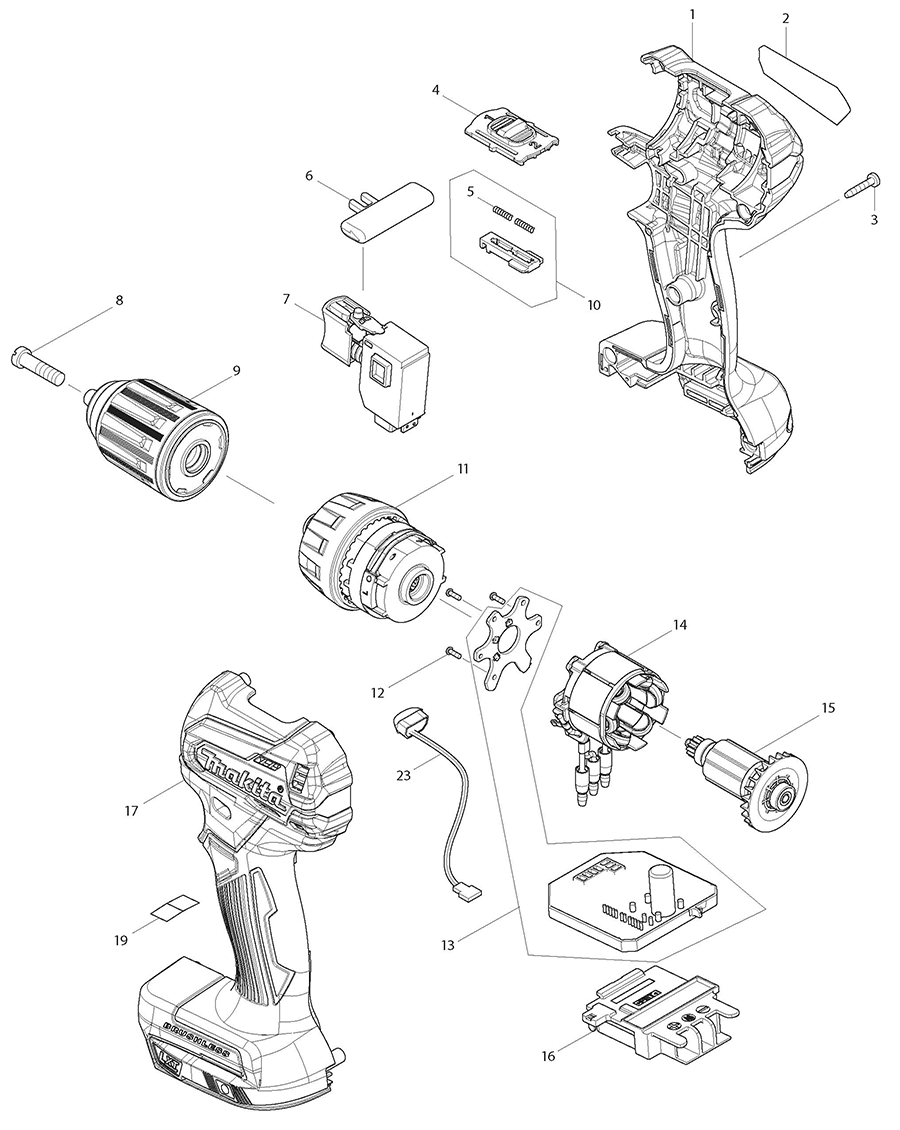 XFD11ZB Makita Driver Drill Parts