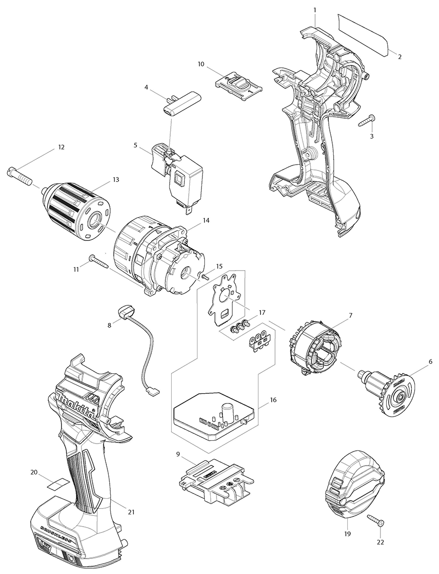 XFD12Z Makita Driver Drill Parts