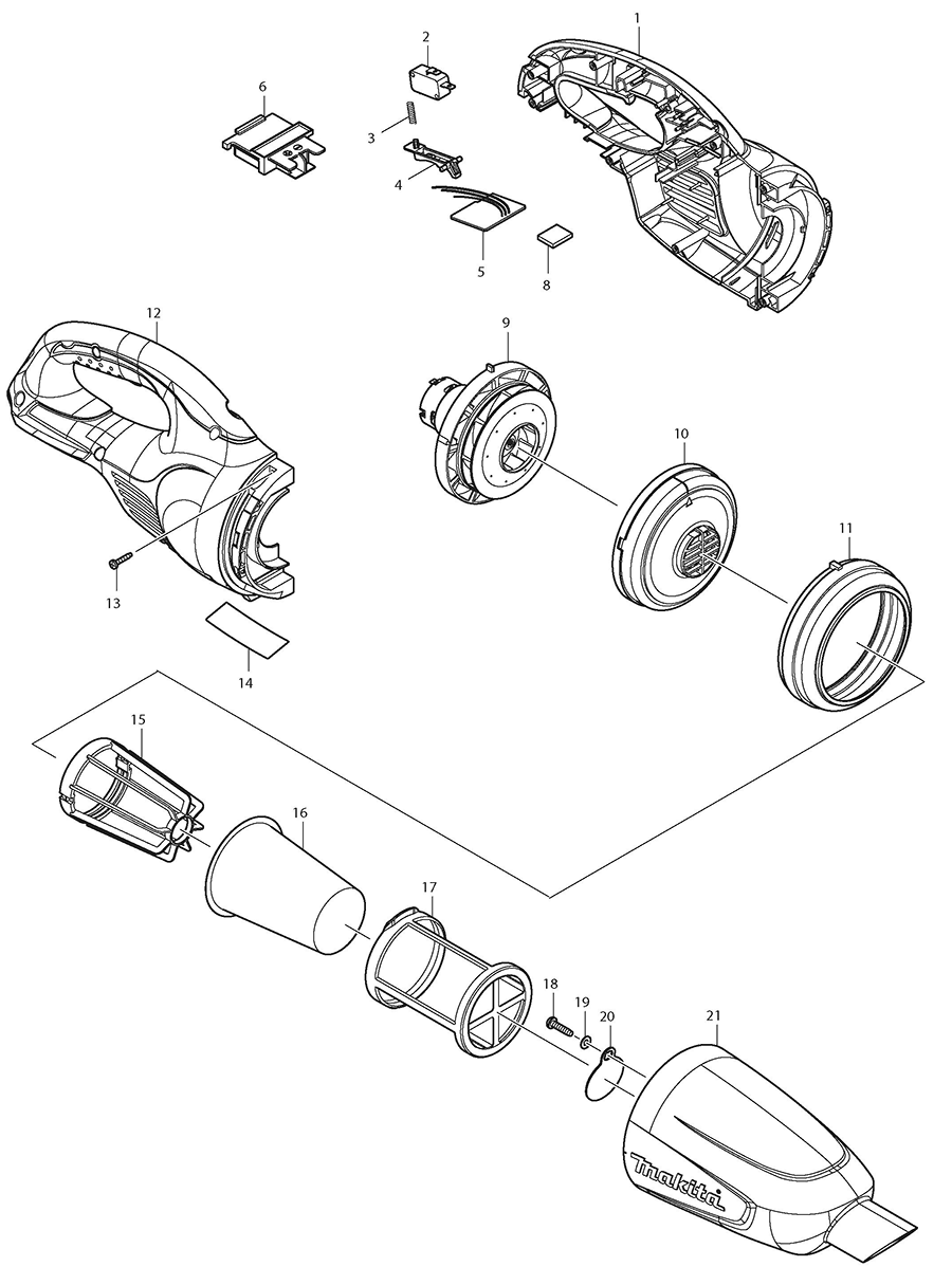 XLC02ZW Makita Vacuum Parts