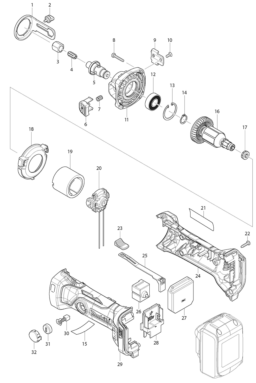 XOC01Z Makita Cut-Out Tool Parts