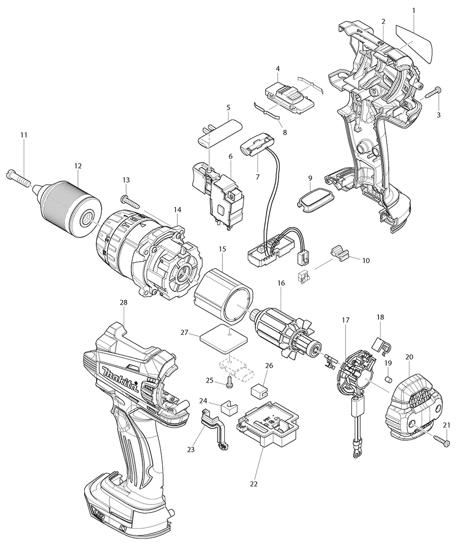 XPH03Z Makita Driver Drill Parts