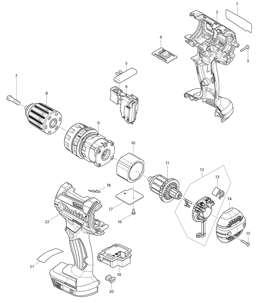 XPH10Z Makita Driver Drill Parts