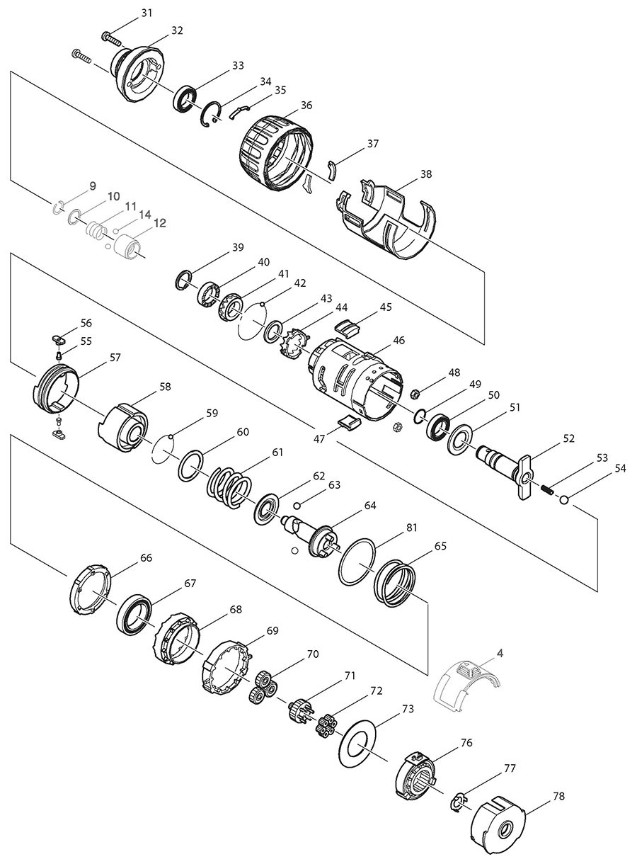 XPT03Z Makita Impact Driver Parts