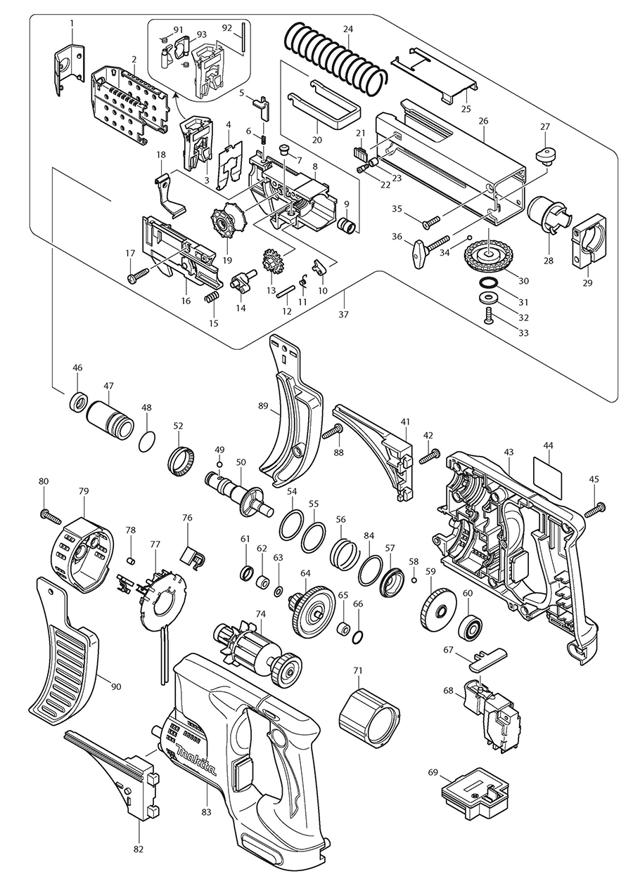 XRF02Z Makita Screwdriver Parts