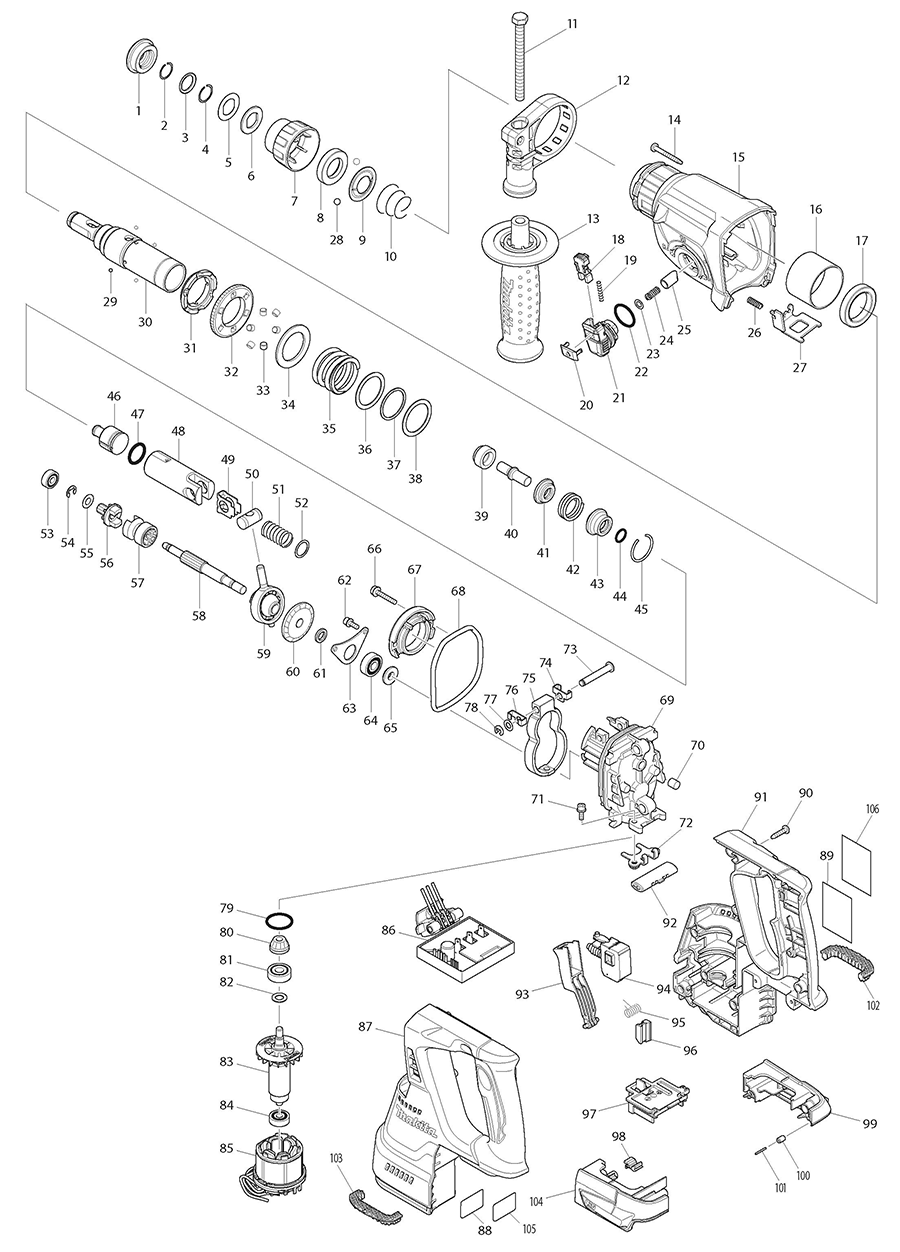 XRH01Z Makita Rotary Hammer Parts