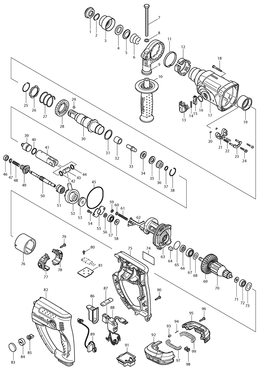 XRH03Z Makita Rotary Hammer Parts