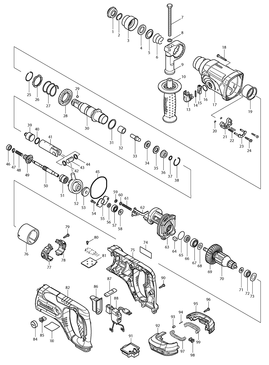 XRH04Z Makita Rotary Hammer Parts