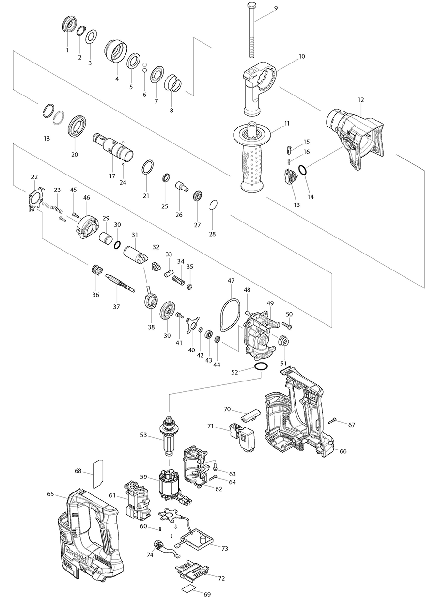 XRH06ZB Makita Rotary Hammer Parts