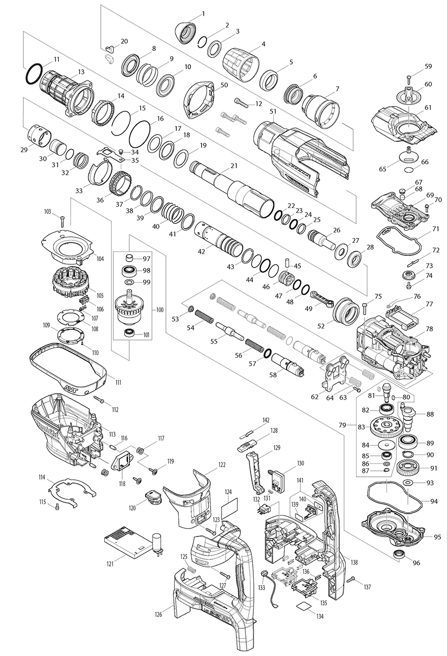 XRH07ZKU Makita Rotary Hammer Parts