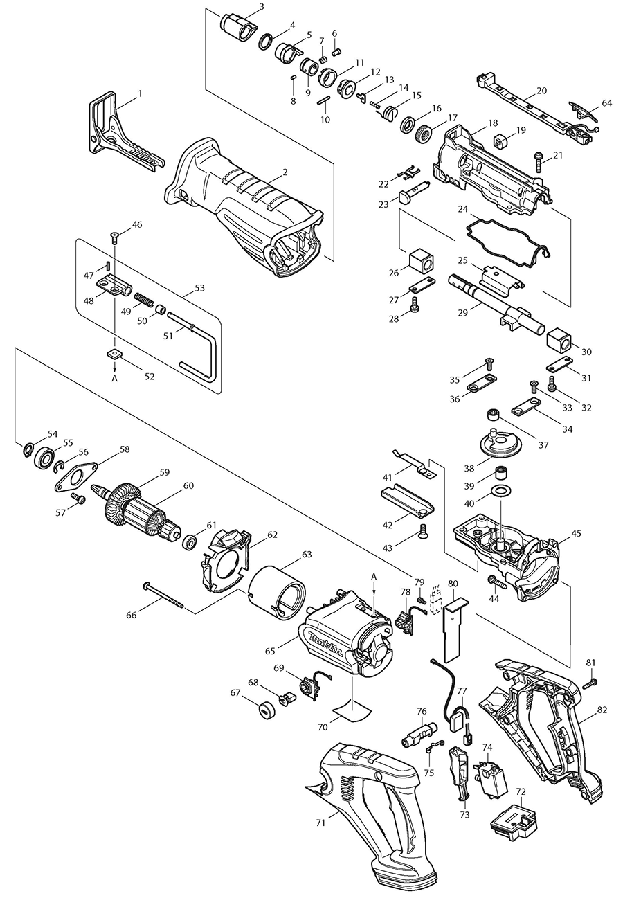 XRJ02Z Makita Recipro Saw Parts