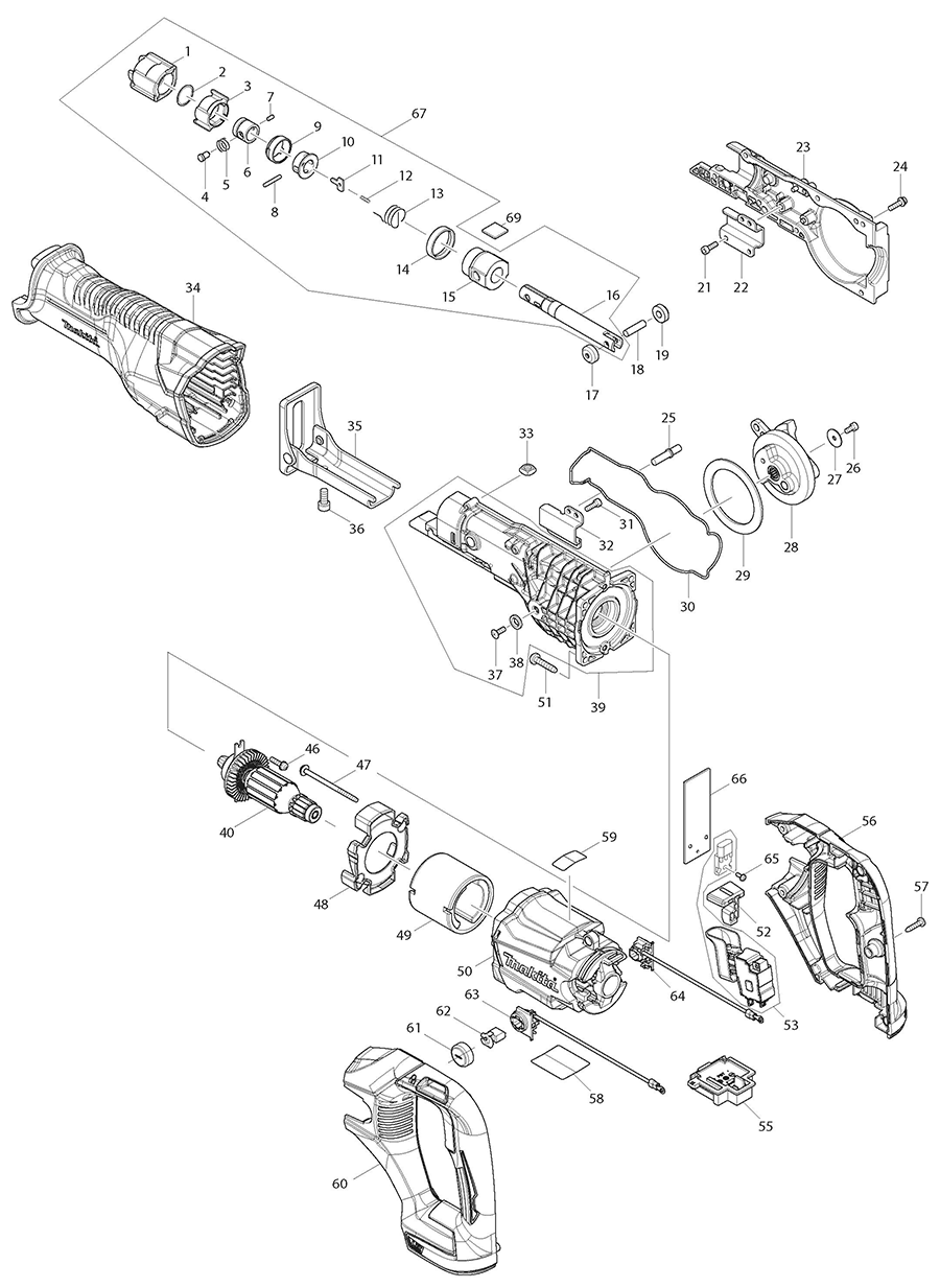 XRJ04Z Makita Recipro Saw Parts