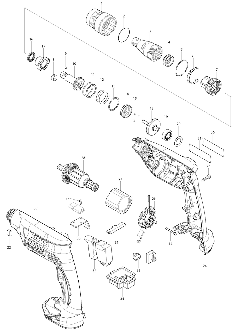 XSF01Z Makita Screwdriver Parts