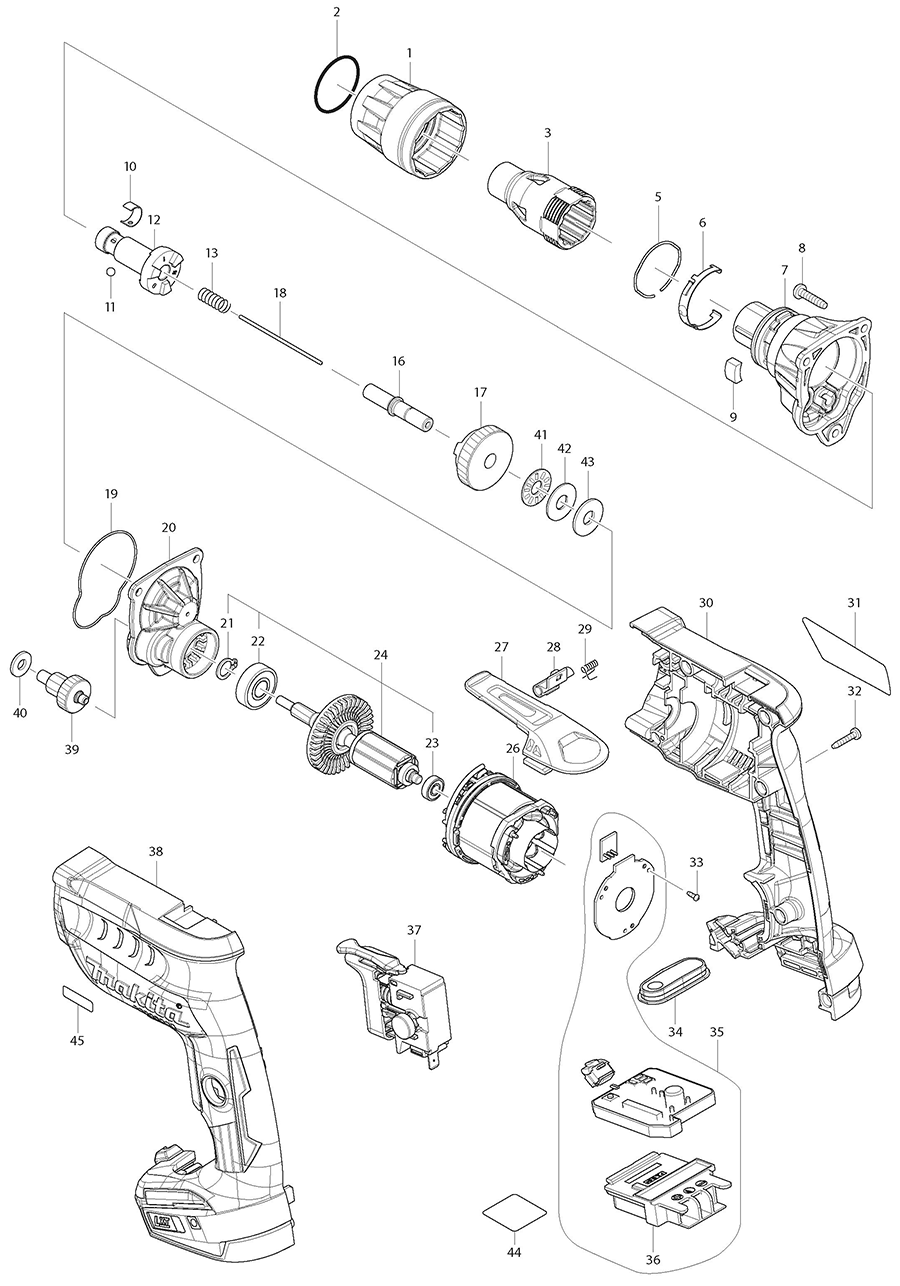 XSF05Z Makita Screwdriver Parts