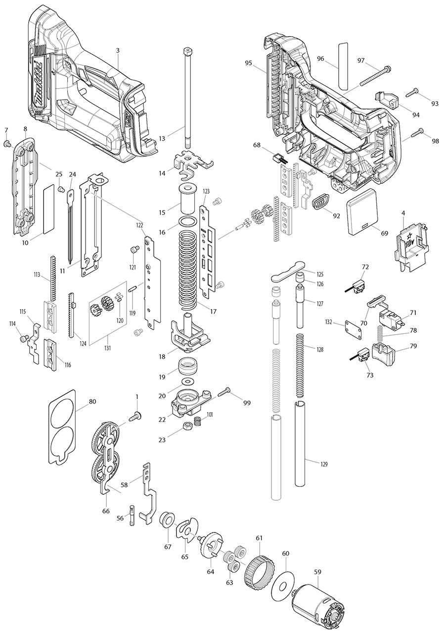 XTP02Z Makita Nailer Parts