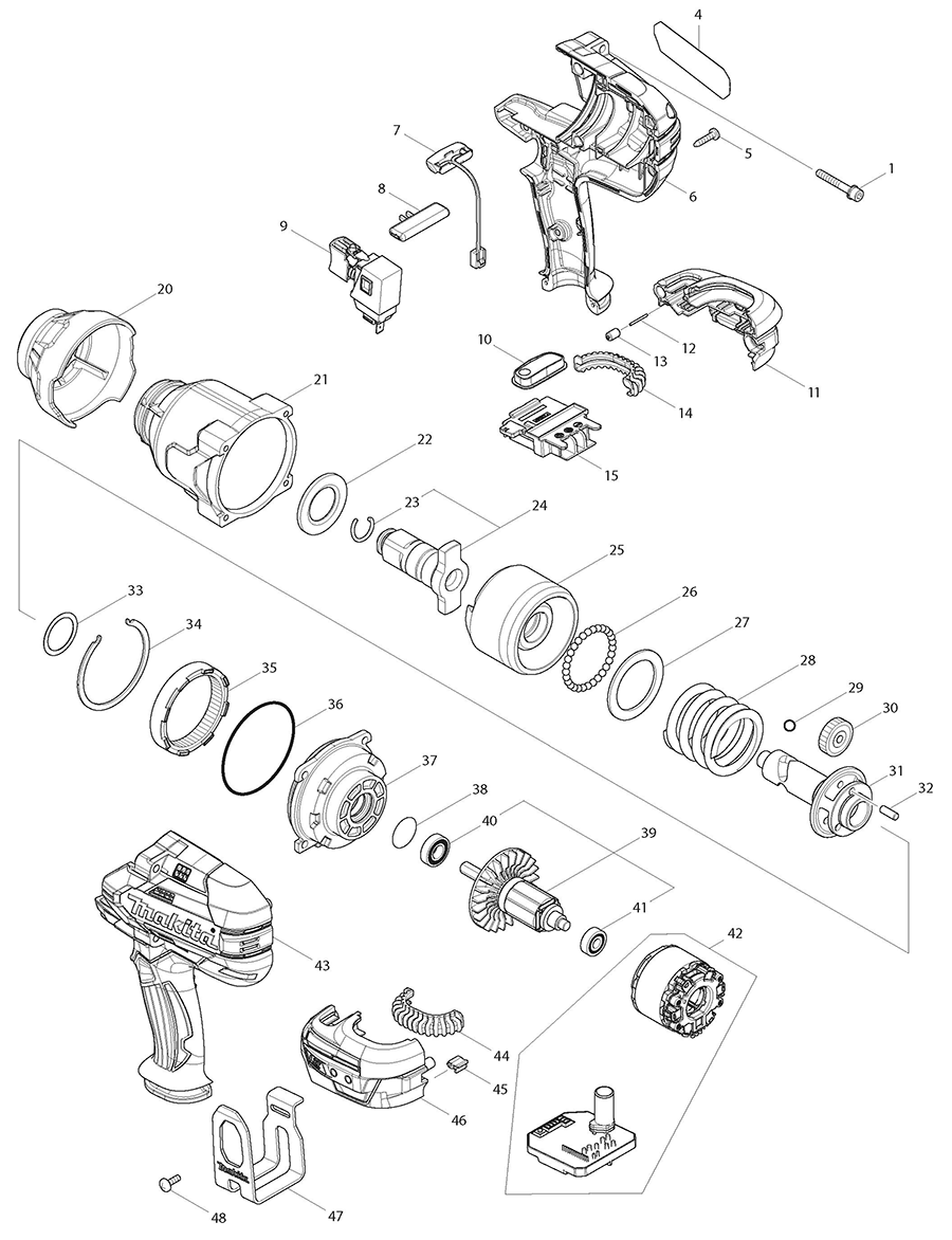 XWT07Z Makita Impact Wrench Parts