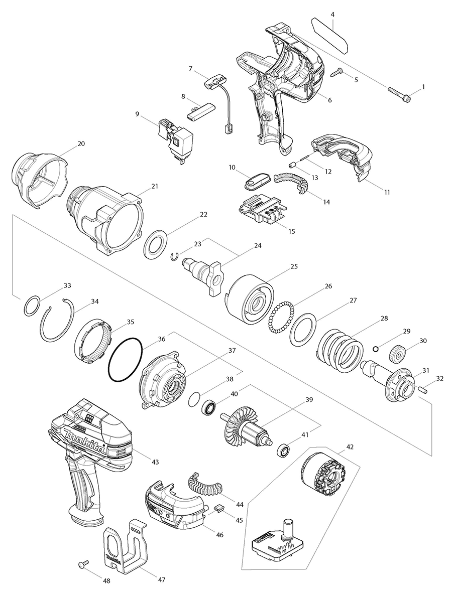 XWT08T Makita Impact Wrench Parts